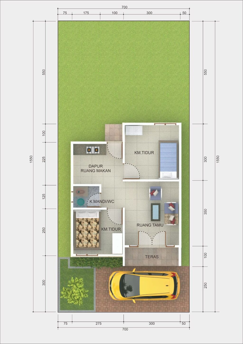 foto denah rumah tipe Aster perumahan Mahantas Modern Land