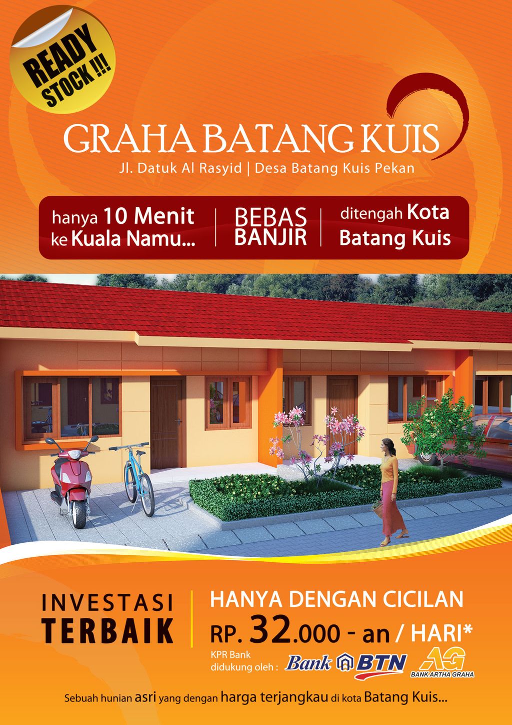 foto tampak rumah tipe 36 perumahan GRAHA BATANG KUIS