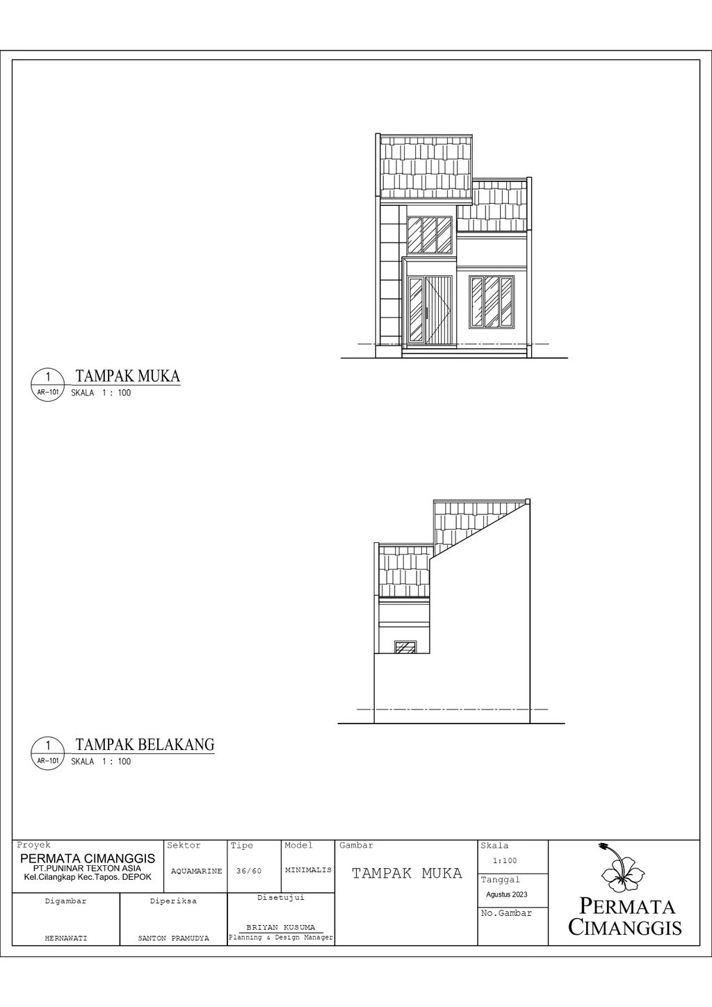 foto tampak rumah tipe 36/60 perumahan PERUMAHAN PERMATA CIMANGGIS THP 2