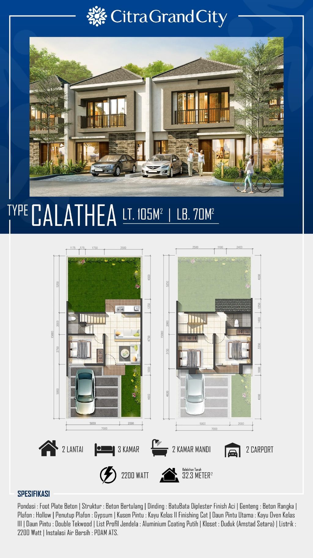 foto tampak rumah tipe Calathea perumahan CITRAGRAND CITY PALEMBANG CLUSTER THE PAVILLION