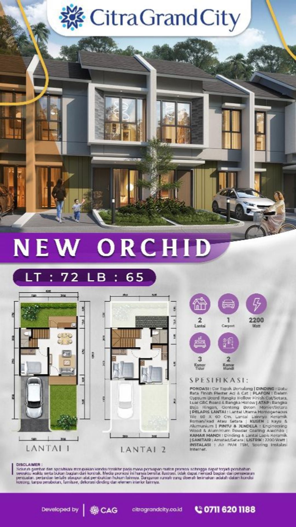 foto tampak rumah tipe NEW ORCHID perumahan CITRAGRAND CITY PALEMBANG CLUSTER THE BREEZE