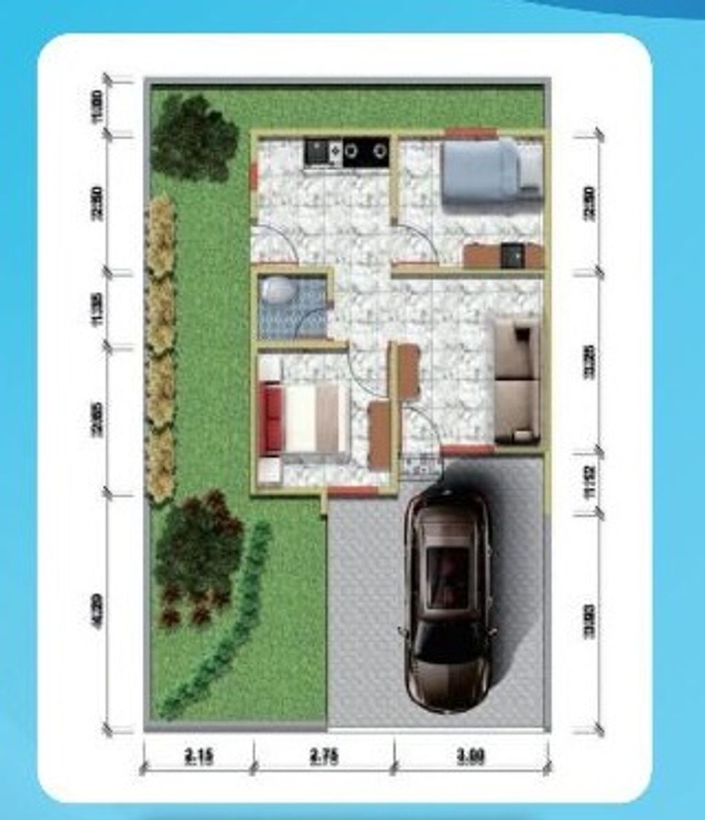 foto denah rumah tipe 27/70 perumahan POIN PARK