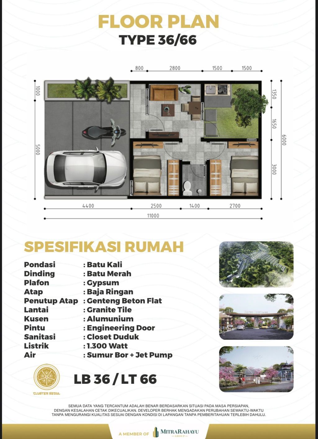 foto denah rumah tipe SEOUL 1 Lantai perumahan Cluster Sepang Mountain Residence