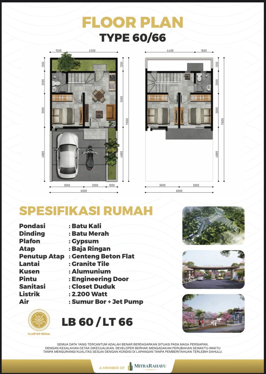 foto denah rumah tipe SEOUL 2 Lantai perumahan Cluster Sepang Mountain Residence