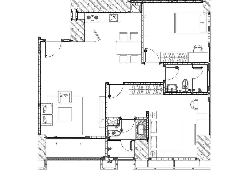 foto denah rumah tipe Southgate Residence 2 Unit C 2 BR perumahan Southgate Residence