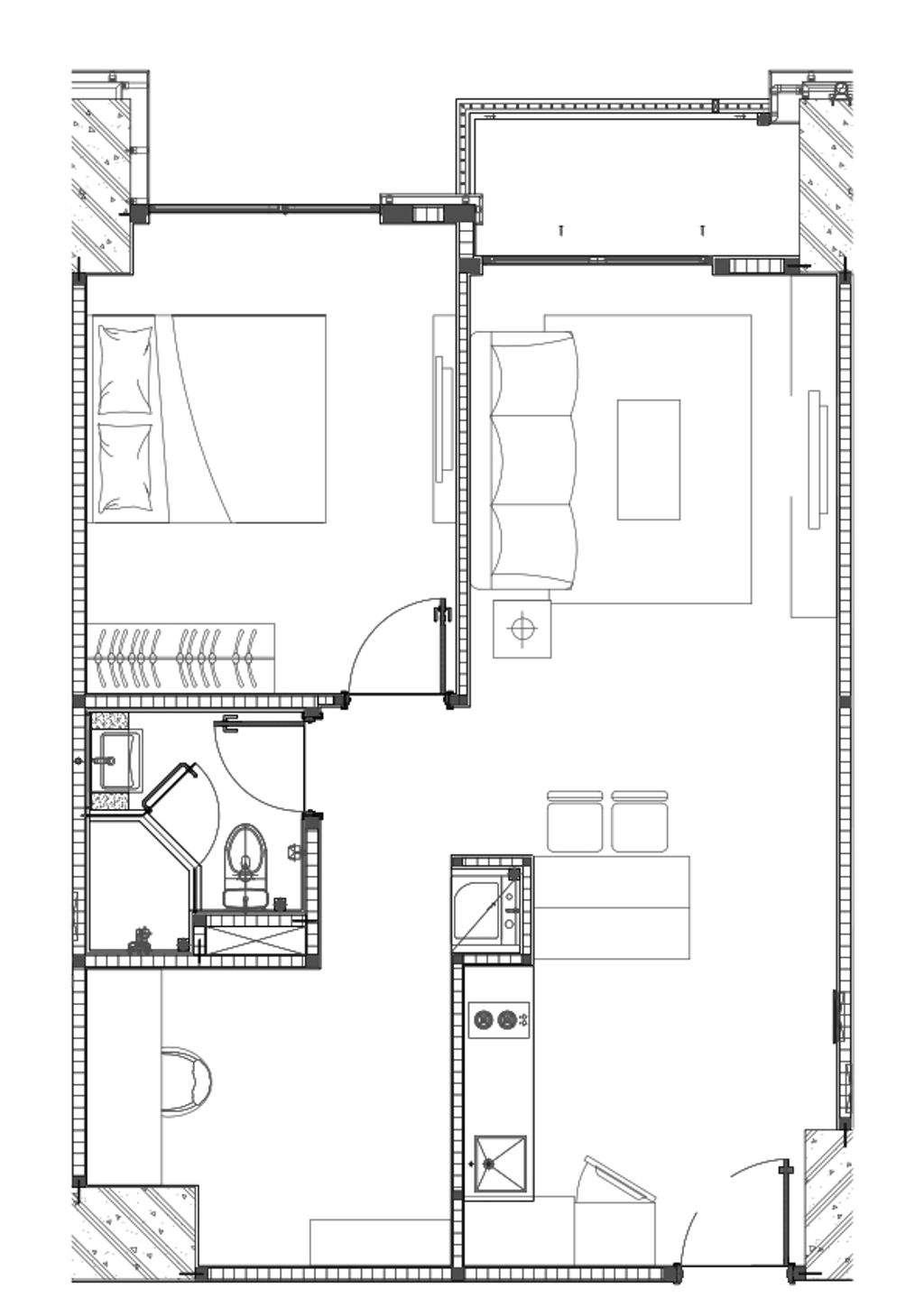 foto denah rumah tipe Southgate Residence 2 Unit E 1 BR+ Study perumahan Southgate Residence