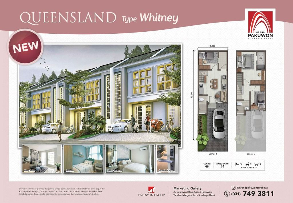 foto tampak rumah tipe WHITNEY perumahan ADELAIDE 2 GRAND PAKUWON