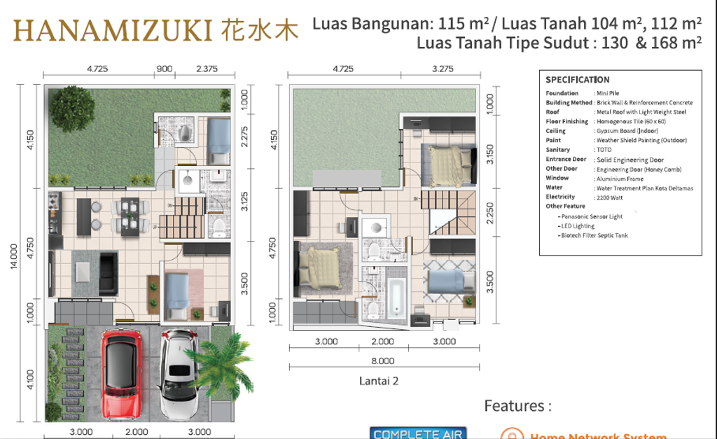 foto denah rumah tipe HANAMIZUKI perumahan SAVASA