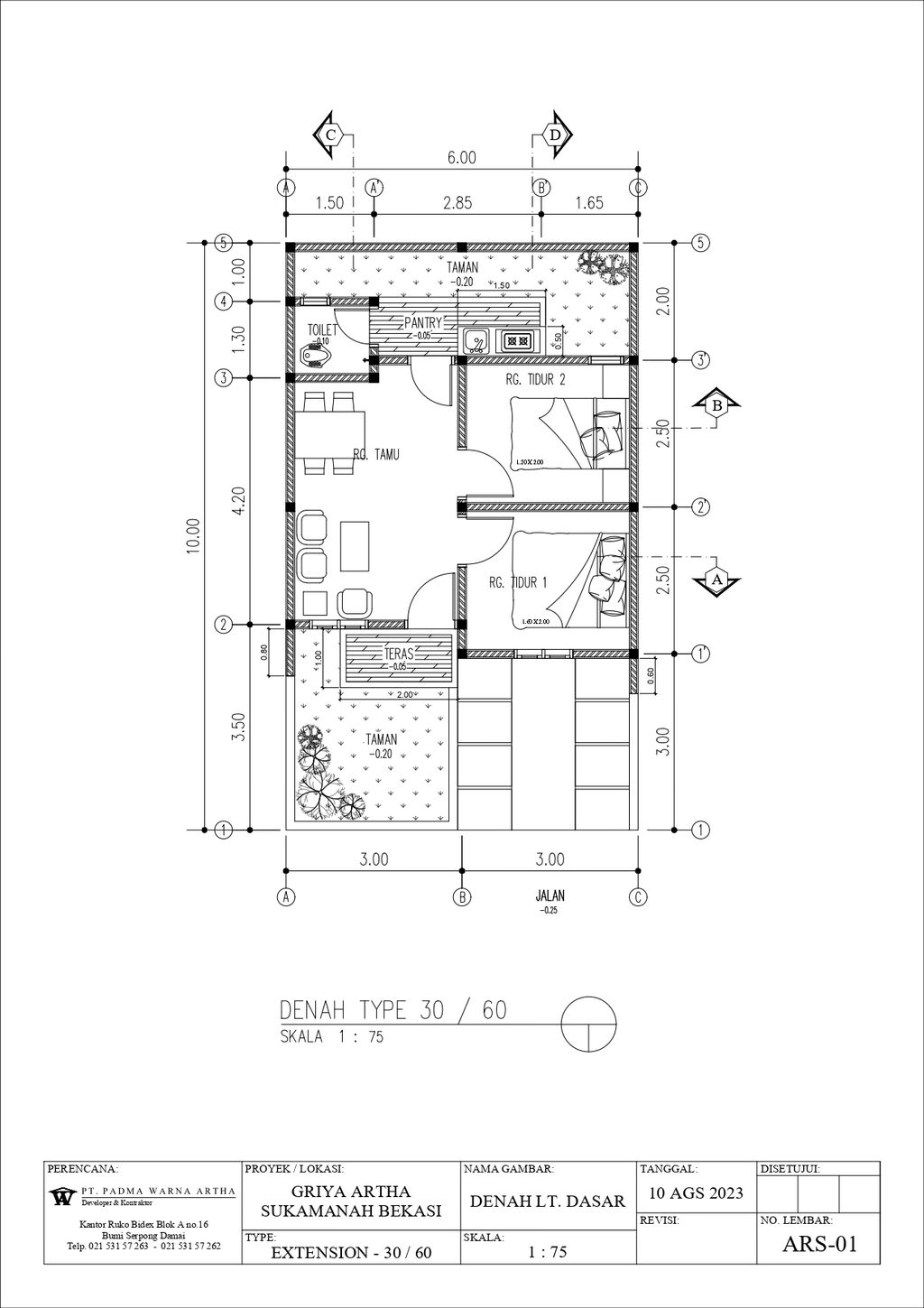 foto denah rumah tipe EXTENSION 30/60 perumahan griya artha sukamanah tahap 2