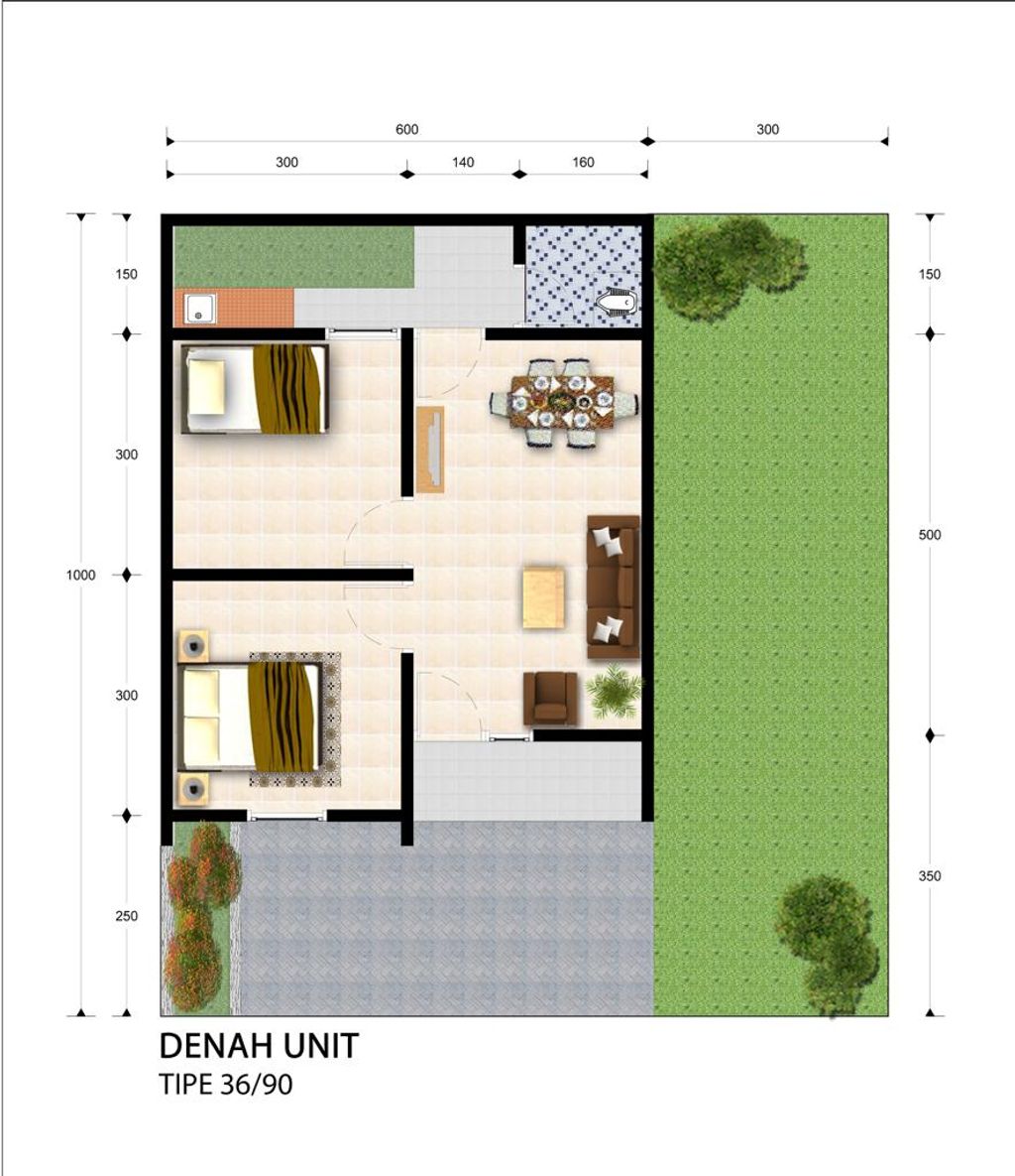 foto denah rumah tipe 36/90 perumahan PONDOK PULO INDAH