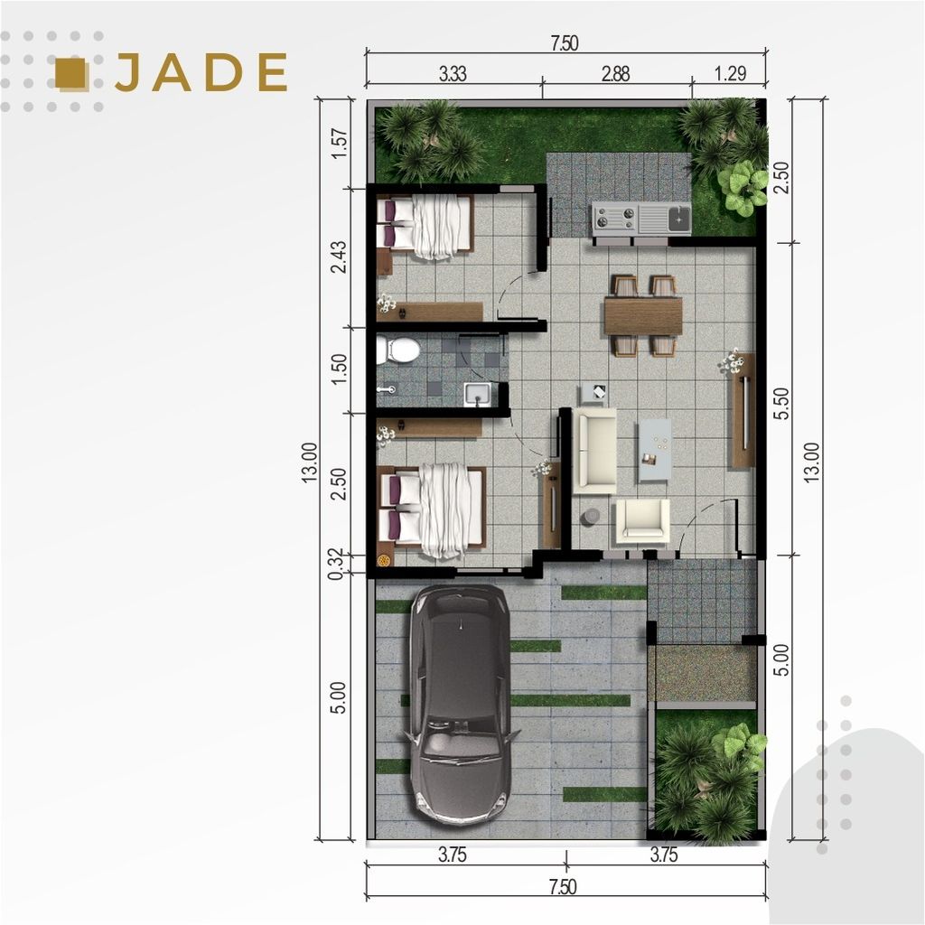 foto denah rumah tipe Jade New perumahan GRAND ROYAL REGENCY