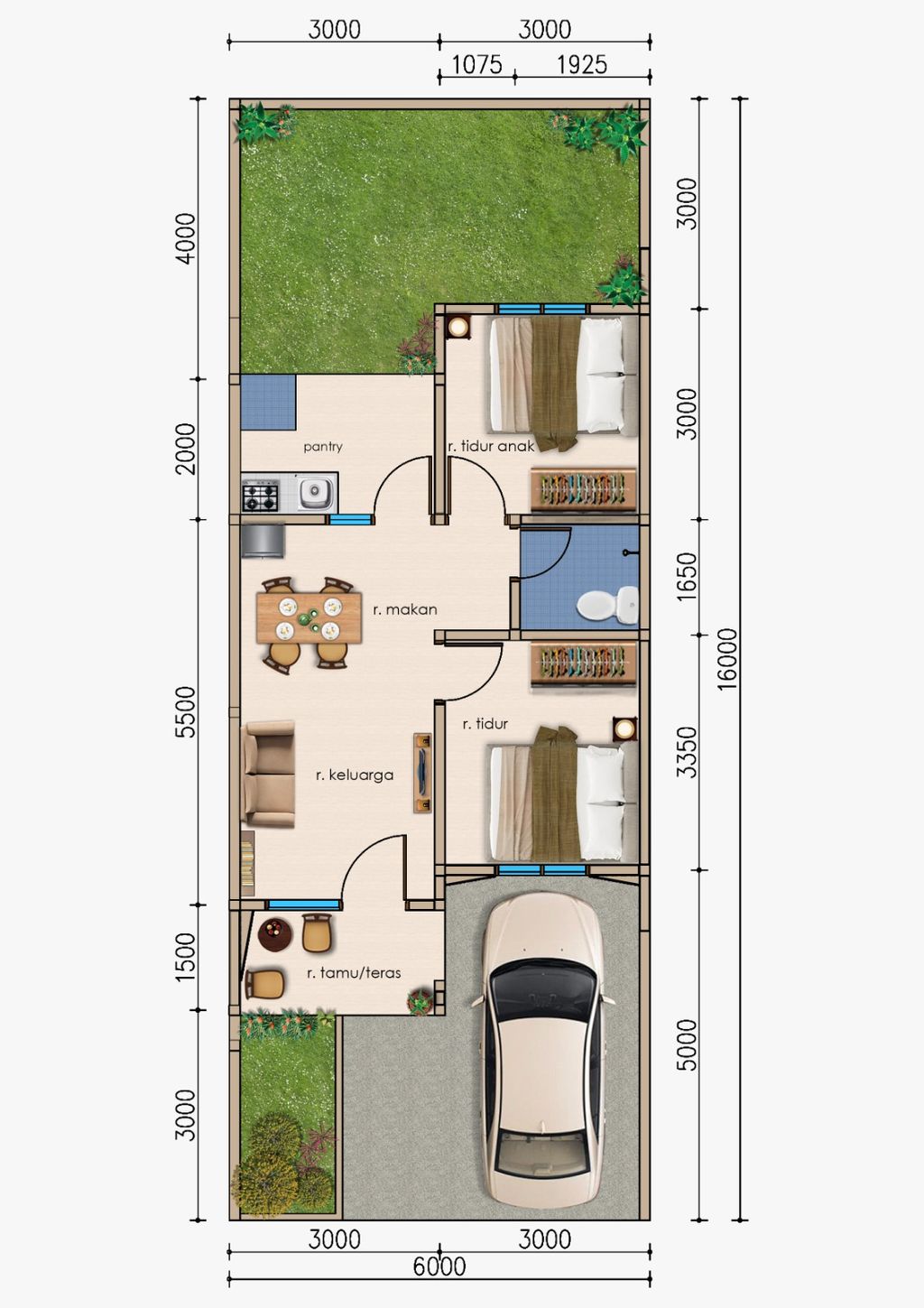 foto denah rumah tipe T.51/96 perumahan PLAMONGAN INDAH