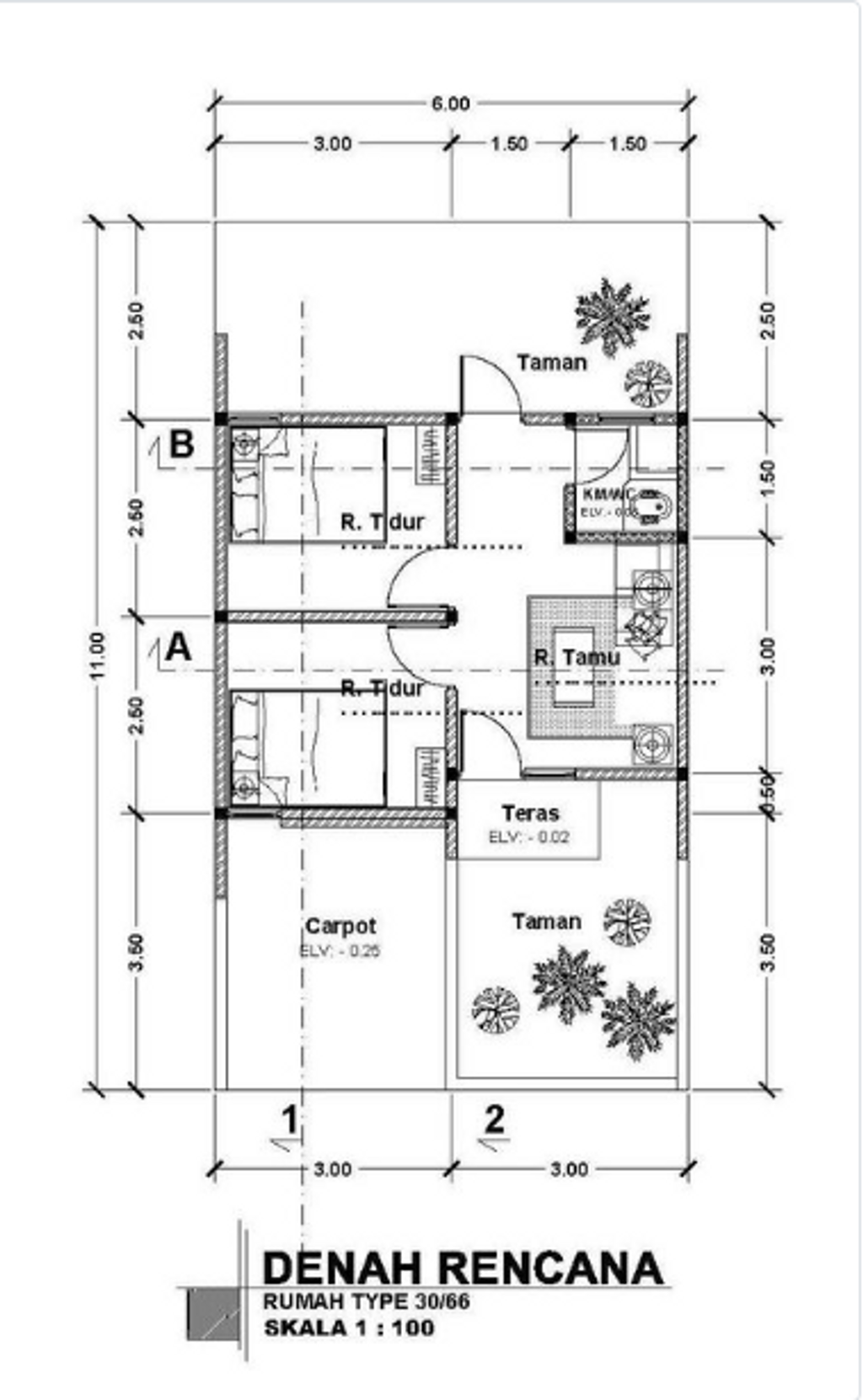 foto denah rumah tipe 30/60 perumahan GRAND LAWANG RESIDENCE TAHAP 5