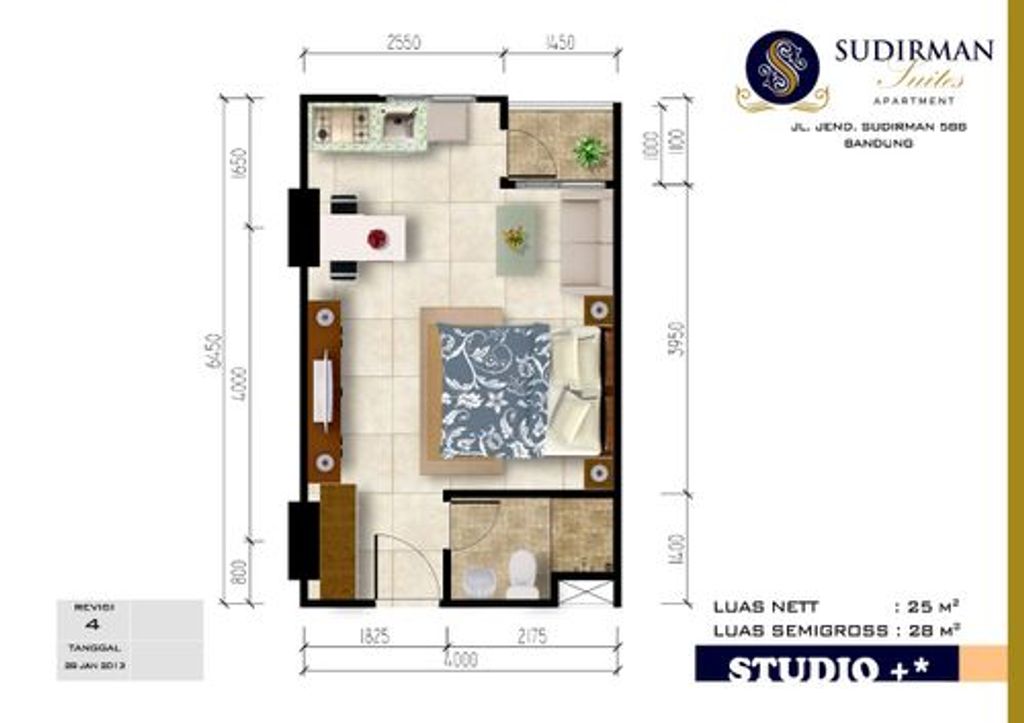 foto denah rumah tipe STUDIO+* (MH 01-07) perumahan Sudirman Suites Apartment