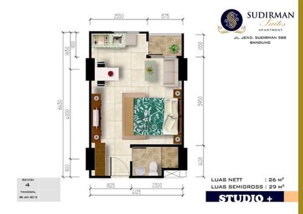 foto denah rumah tipe STUDIO+ (MP 01-15) perumahan Sudirman Suites Apartment