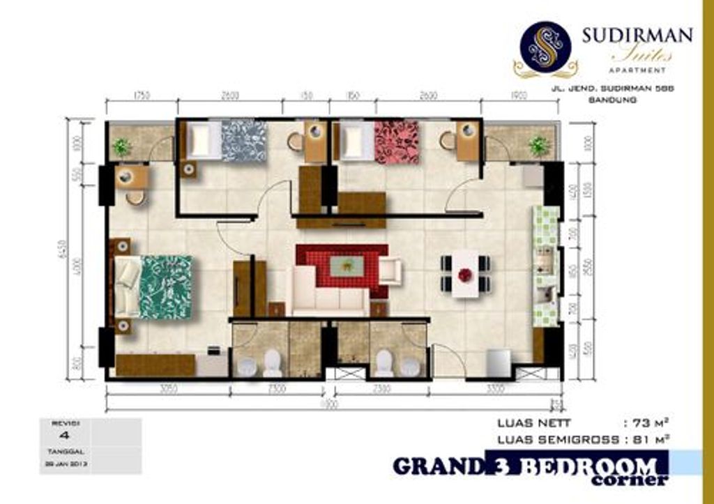 foto denah rumah tipe G3BRC (RW 23-05) perumahan Sudirman Suites Apartment