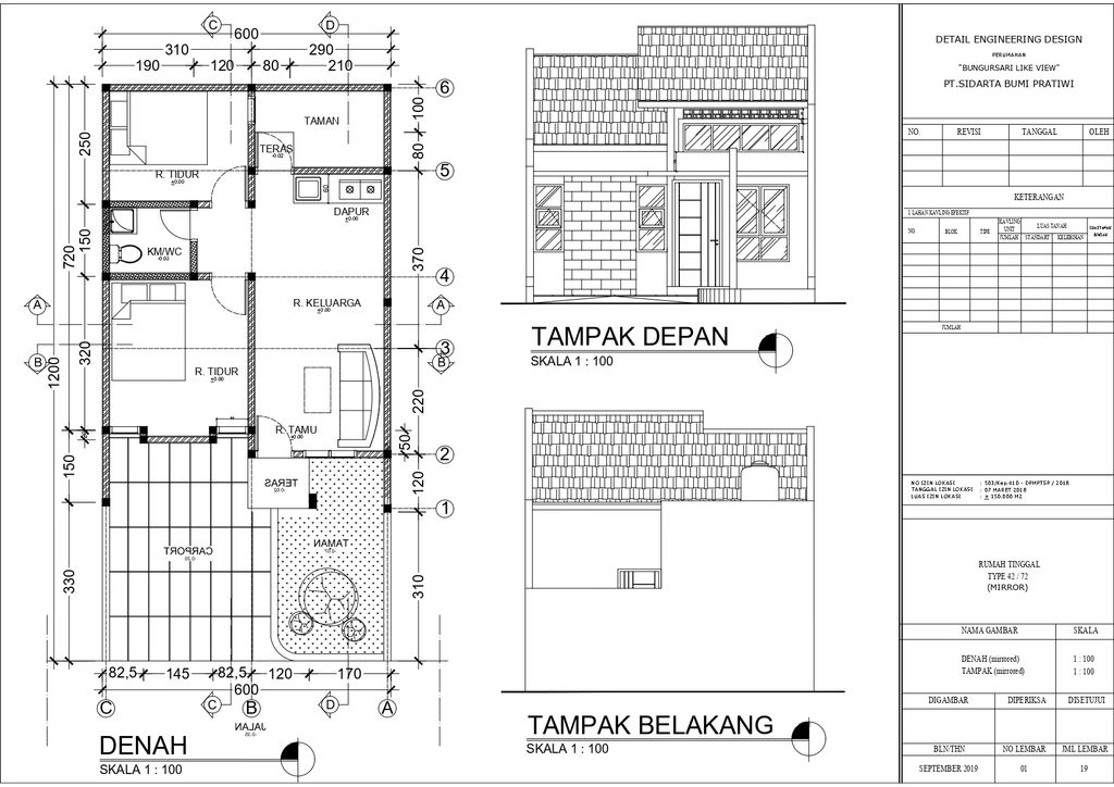 foto denah rumah tipe MATANO 38+ perumahan BUNGURSARI LAKE VIEW