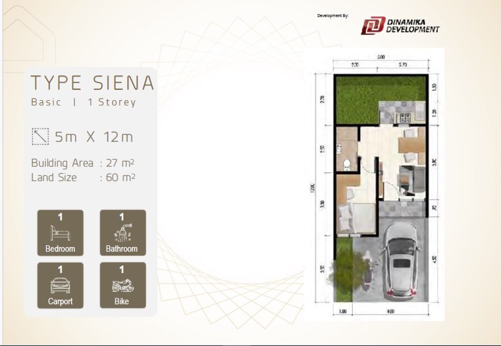 foto denah rumah tipe SIENA BASIC D5 NO. 1 perumahan SUTA KASA