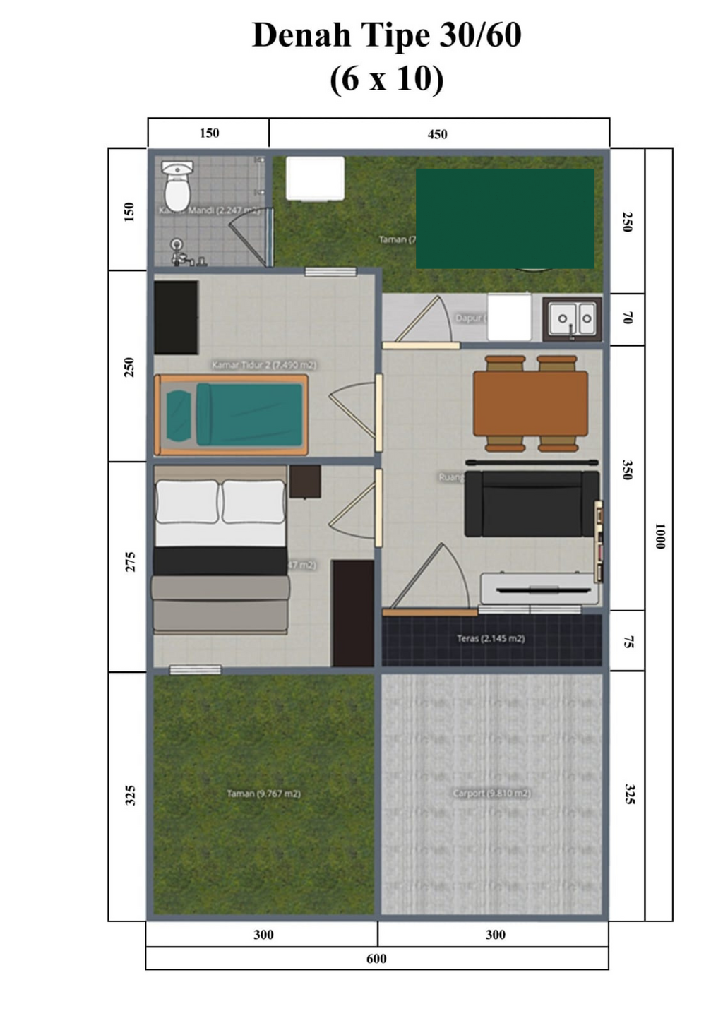 foto denah rumah tipe 30/60 perumahan Grand Premier Residence tahap 2