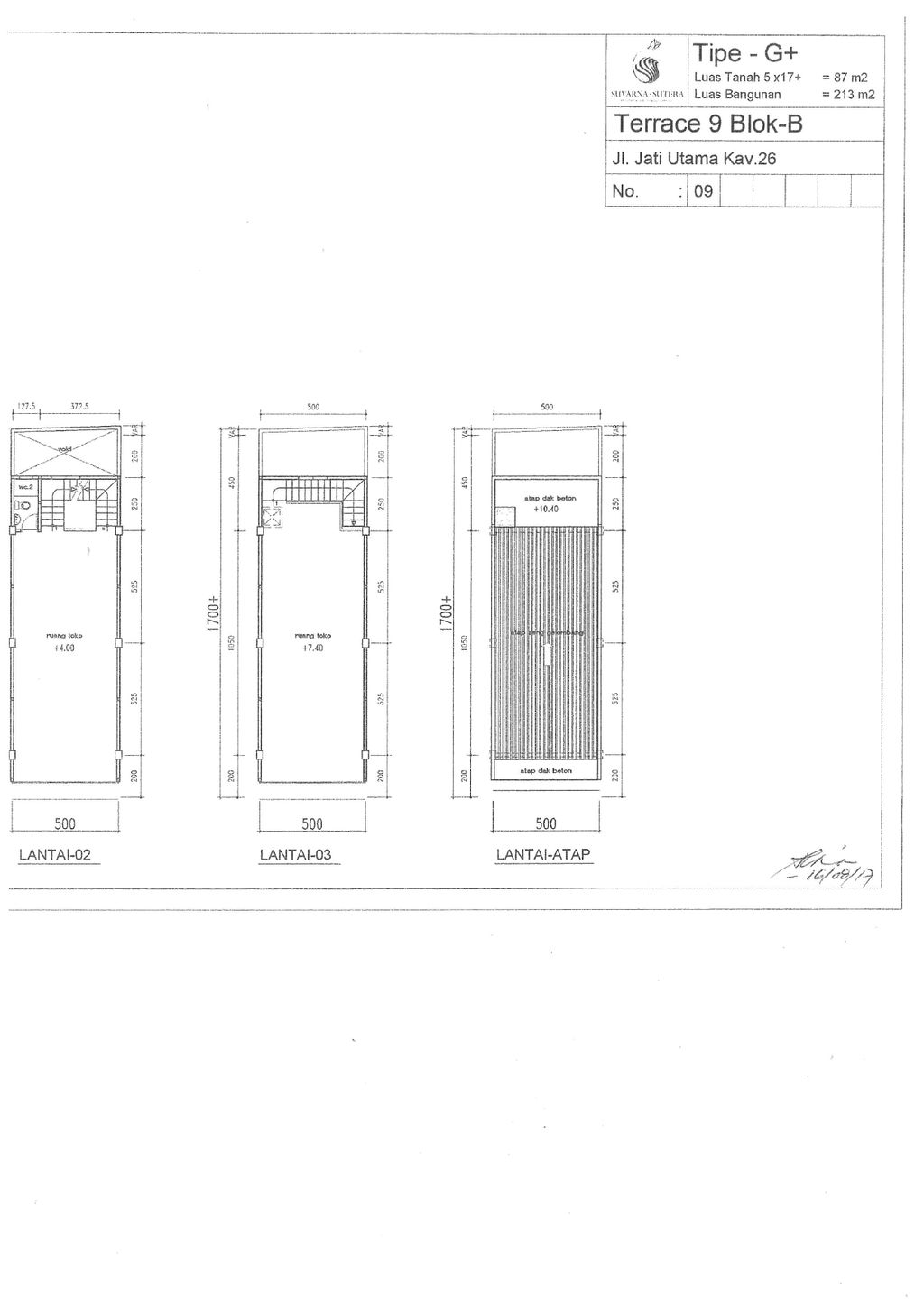 foto denah rumah tipe G+ perumahan TERRACE 9 BLOK AB, SUVARNA SUTERA