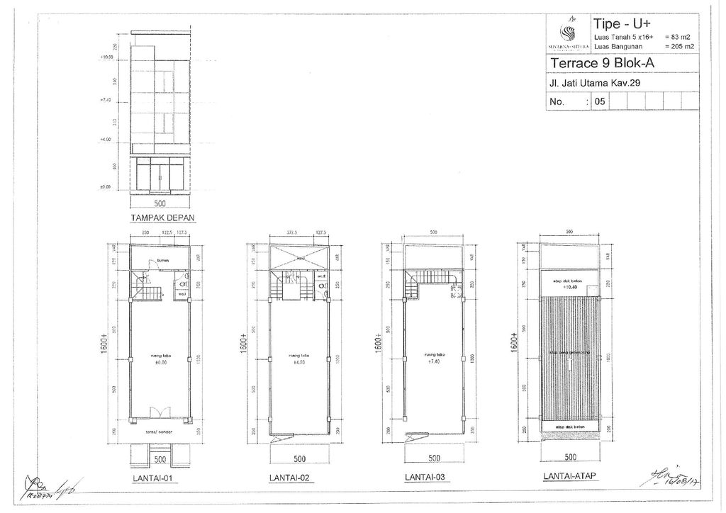 foto denah rumah tipe U+ perumahan TERRACE 9 BLOK AB, SUVARNA SUTERA