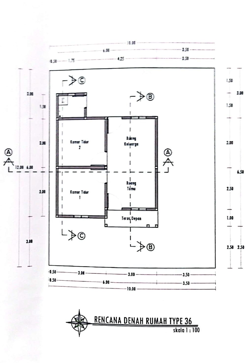 foto denah rumah tipe 36 perumahan Mulya Regency