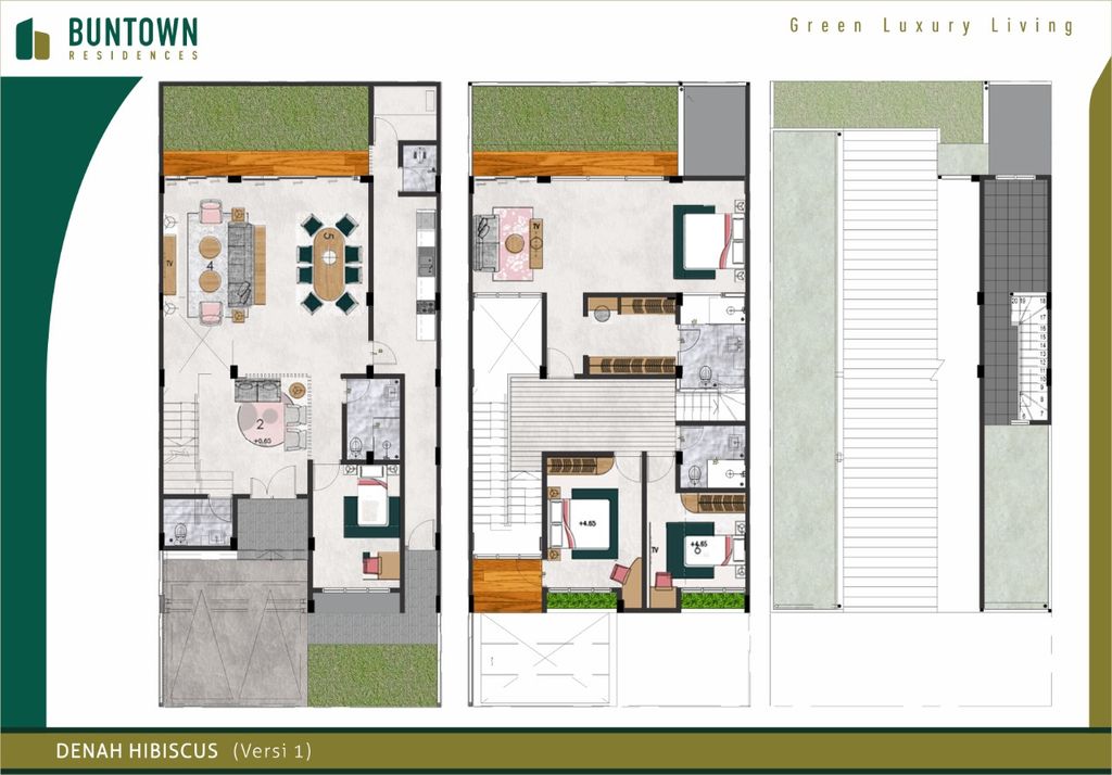 foto denah rumah tipe HIBISCUS perumahan BUNTOWN RESIDENCE