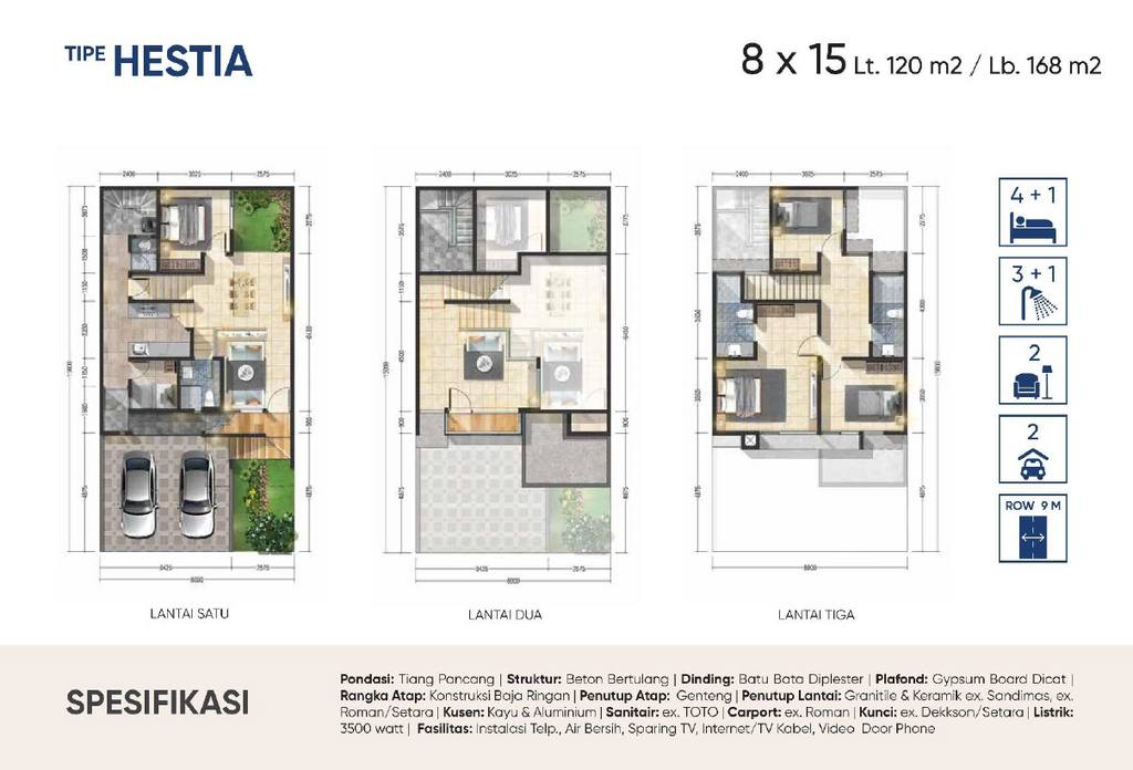 foto denah rumah tipe HESTIA perumahan AEROWORLD 8, CitraGarden City, Jakarta Barat