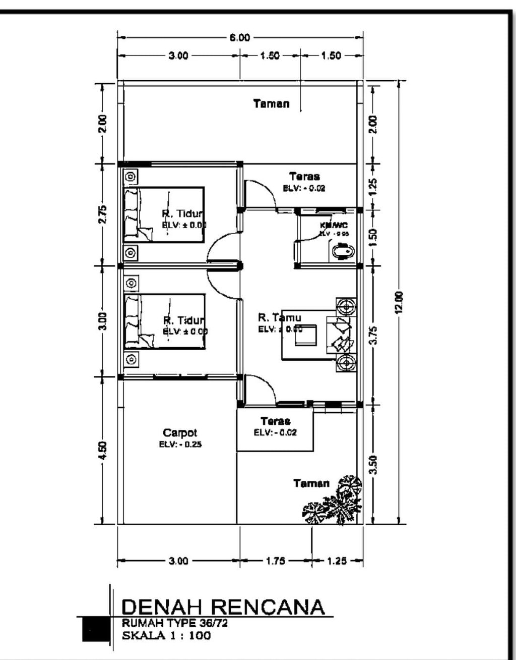 foto denah rumah tipe 36/72 perumahan GRAND BANGSAL RESIDENCE TAHAP 2