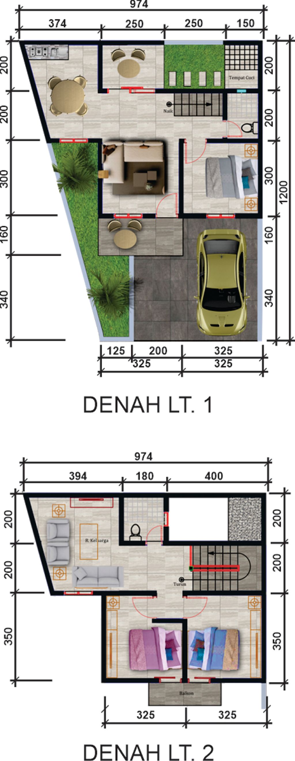 foto denah rumah tipe 107/78 perumahan KARISMA MUTIARA RESIDENCE