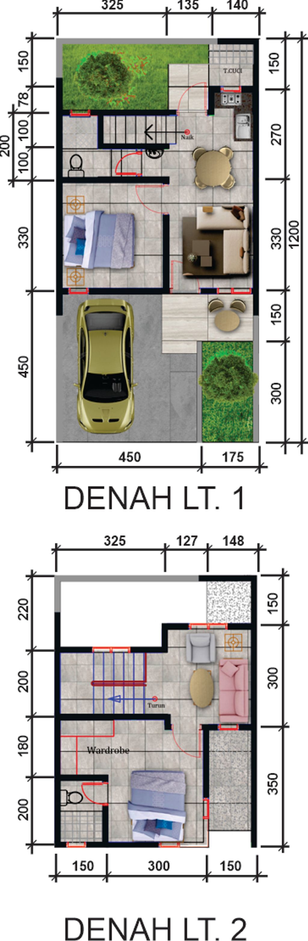 foto denah rumah tipe 68/96 perumahan KARISMA MUTIARA RESIDENCE