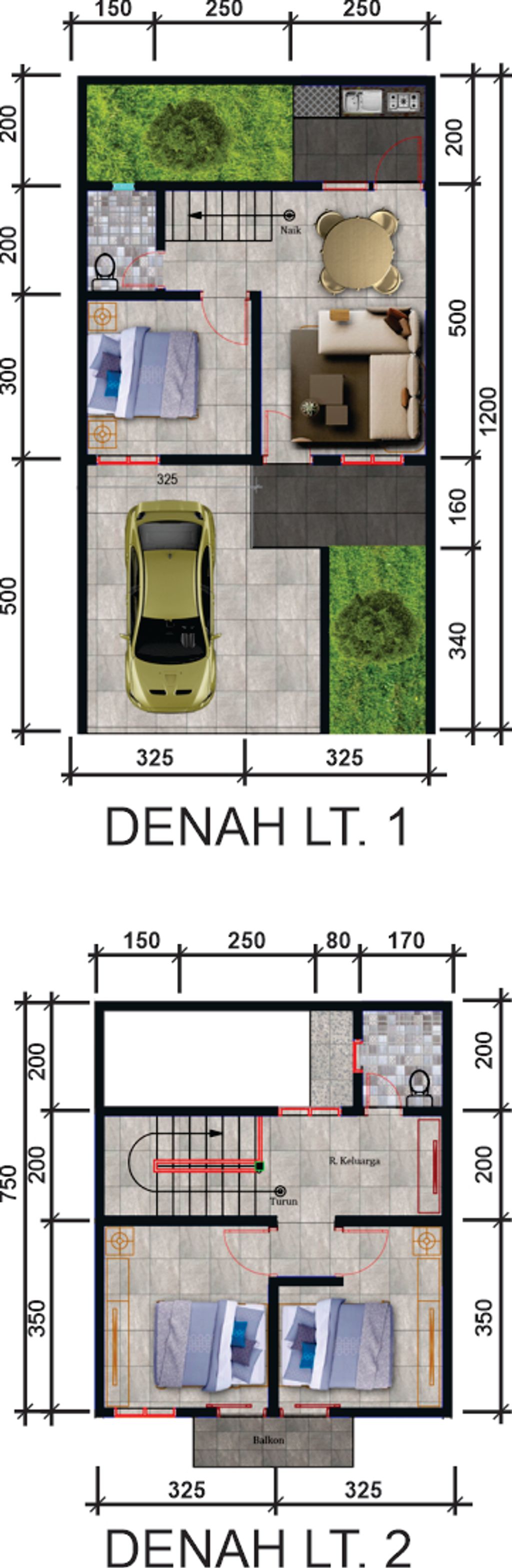 foto denah rumah tipe 76/78 perumahan KARISMA MUTIARA RESIDENCE