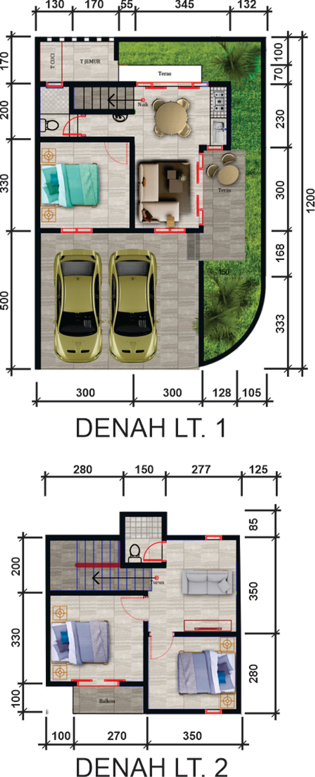 foto denah rumah tipe 83/98 perumahan KARISMA MUTIARA RESIDENCE