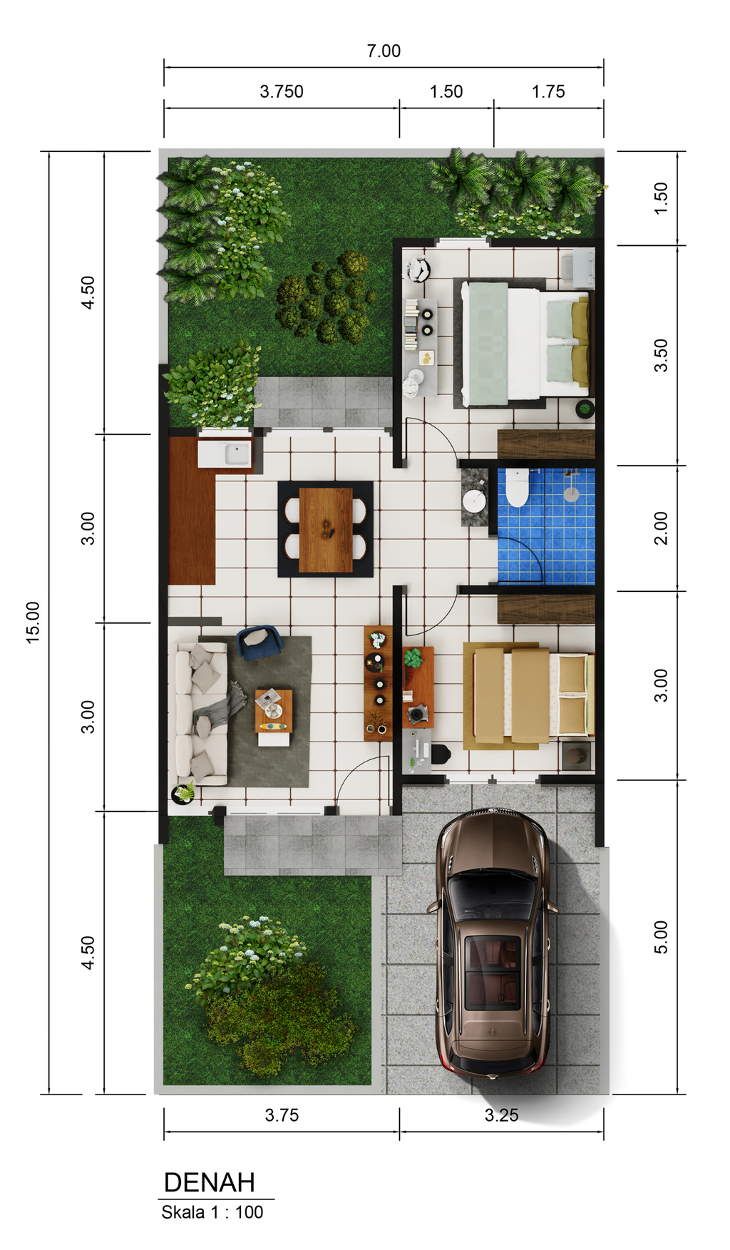 foto denah rumah tipe GAKONA perumahan NUSA INDAH RESIDENCE