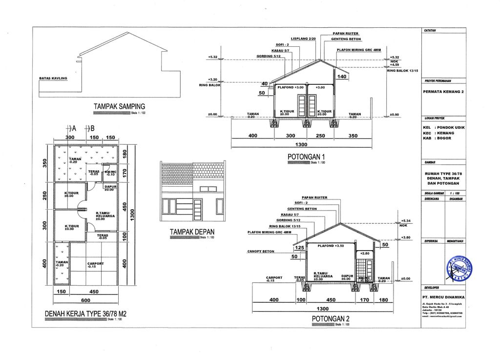 foto denah rumah tipe 36/78 perumahan PERMATA KEMANG 2