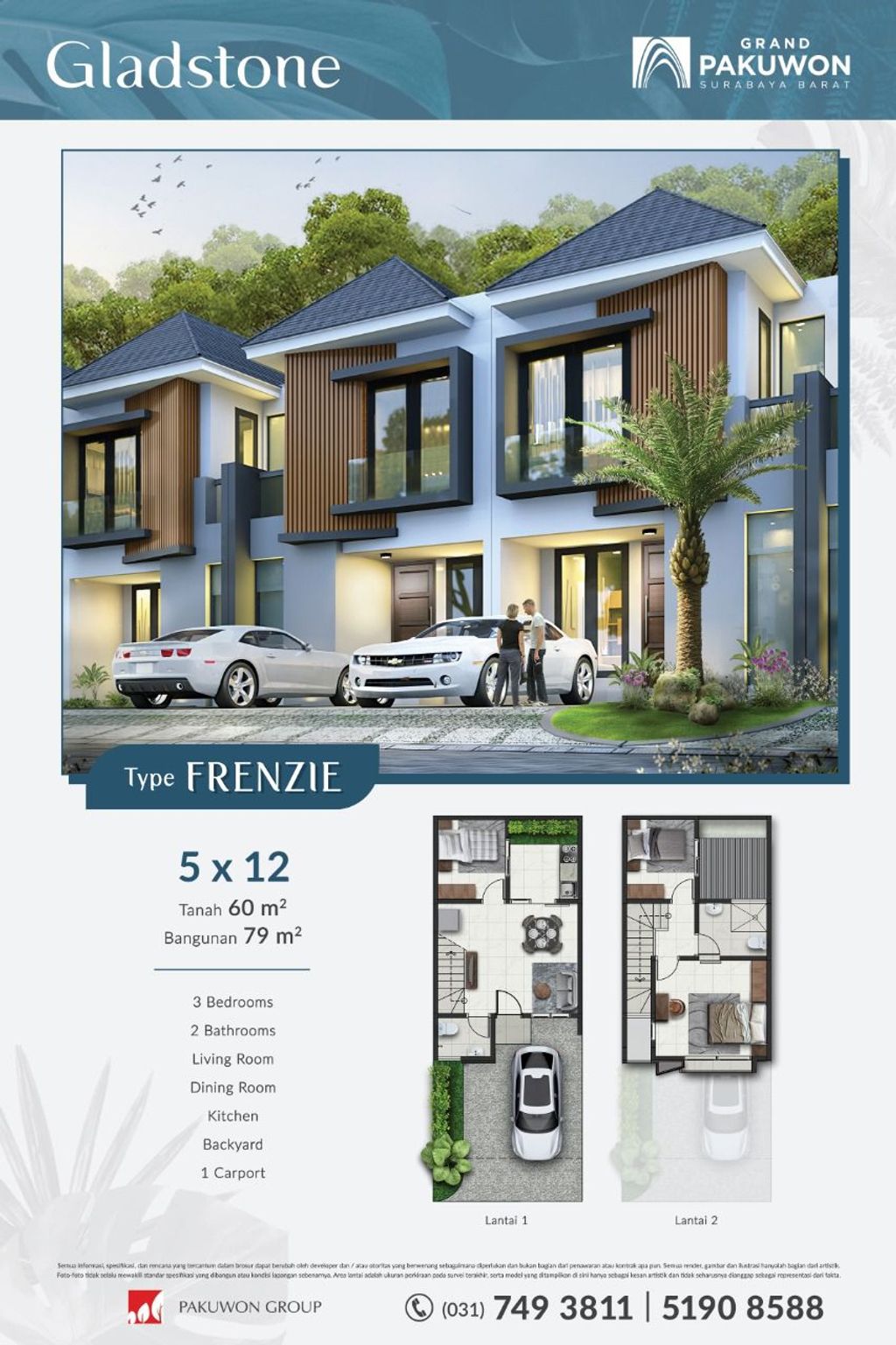 foto denah rumah tipe FRENZIE perumahan BRISBANE - GLADSTONE