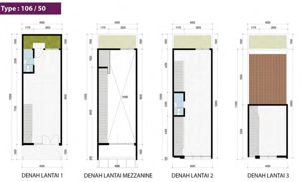 foto denah rumah tipe T.106/50.RW perumahan GRAND WISATA ZONA 3