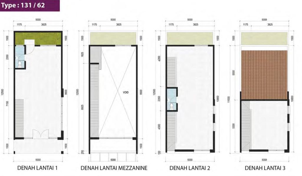 foto denah rumah tipe T.131/62.RW perumahan GRAND WISATA ZONA 3