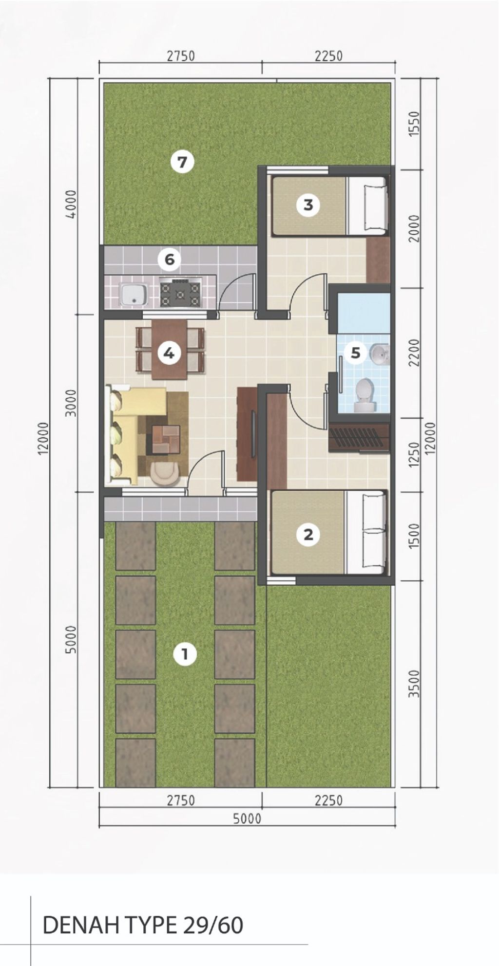 foto denah rumah tipe 29/60 perumahan Padma Hills