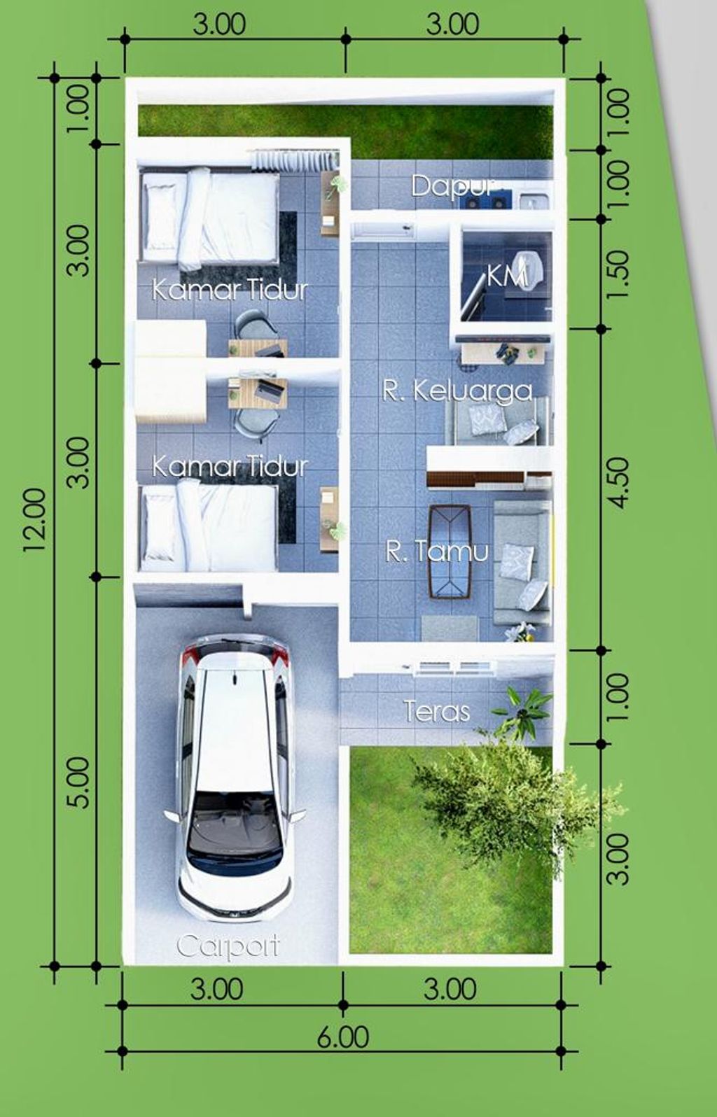 foto denah rumah tipe 36 perumahan ROYAL REGENCY DOROGOWOK