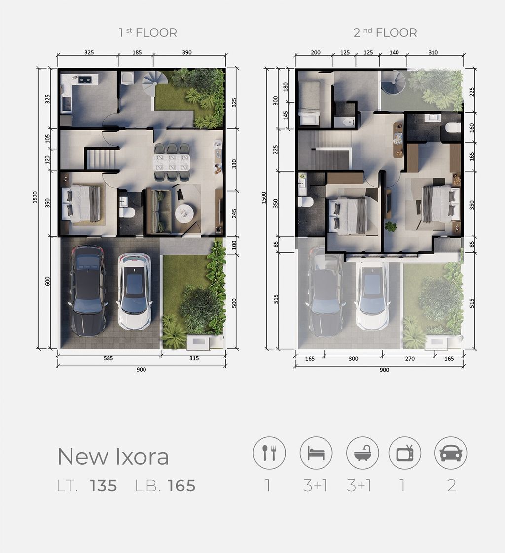 foto denah rumah tipe NEW IXORA - 2023 perumahan BUONA VISTA CITRALAND