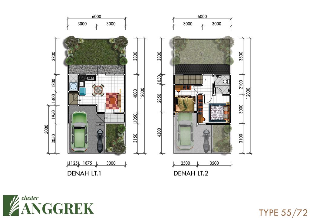 foto denah rumah tipe 55 perumahan ARCO GREEN PARK