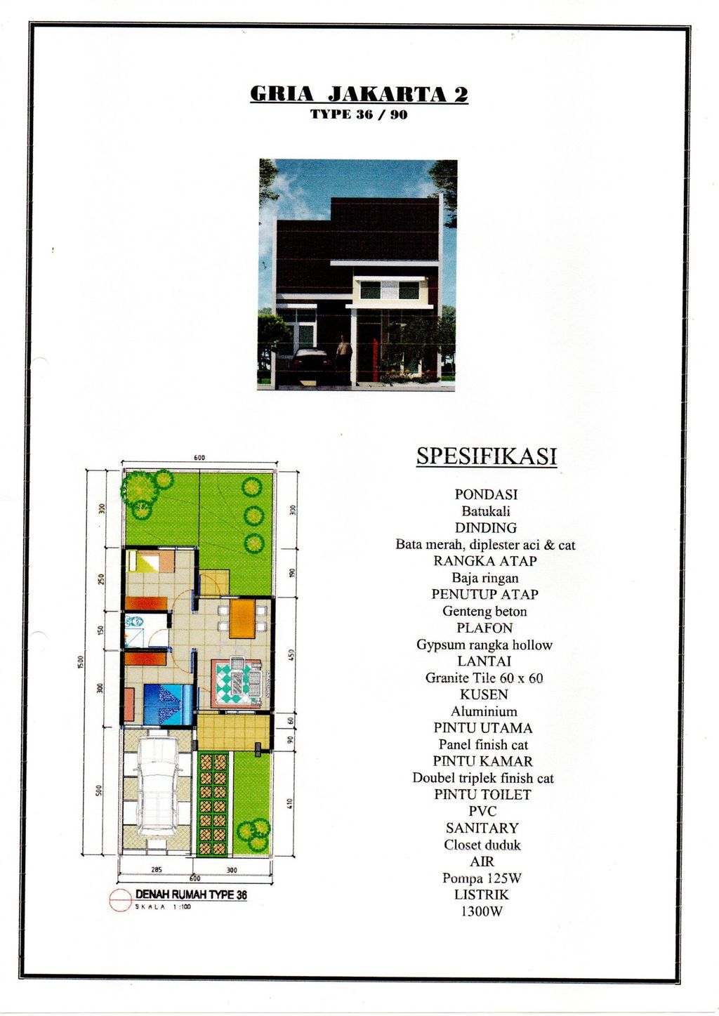 foto denah rumah tipe T36+/96 H perumahan Gria Jakarta 2 Tahap 2