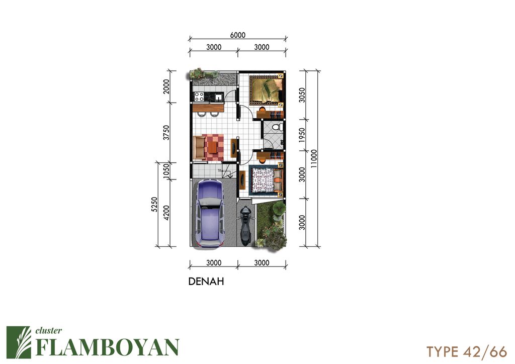 foto denah rumah tipe 42 perumahan ARCO GREEN PARK