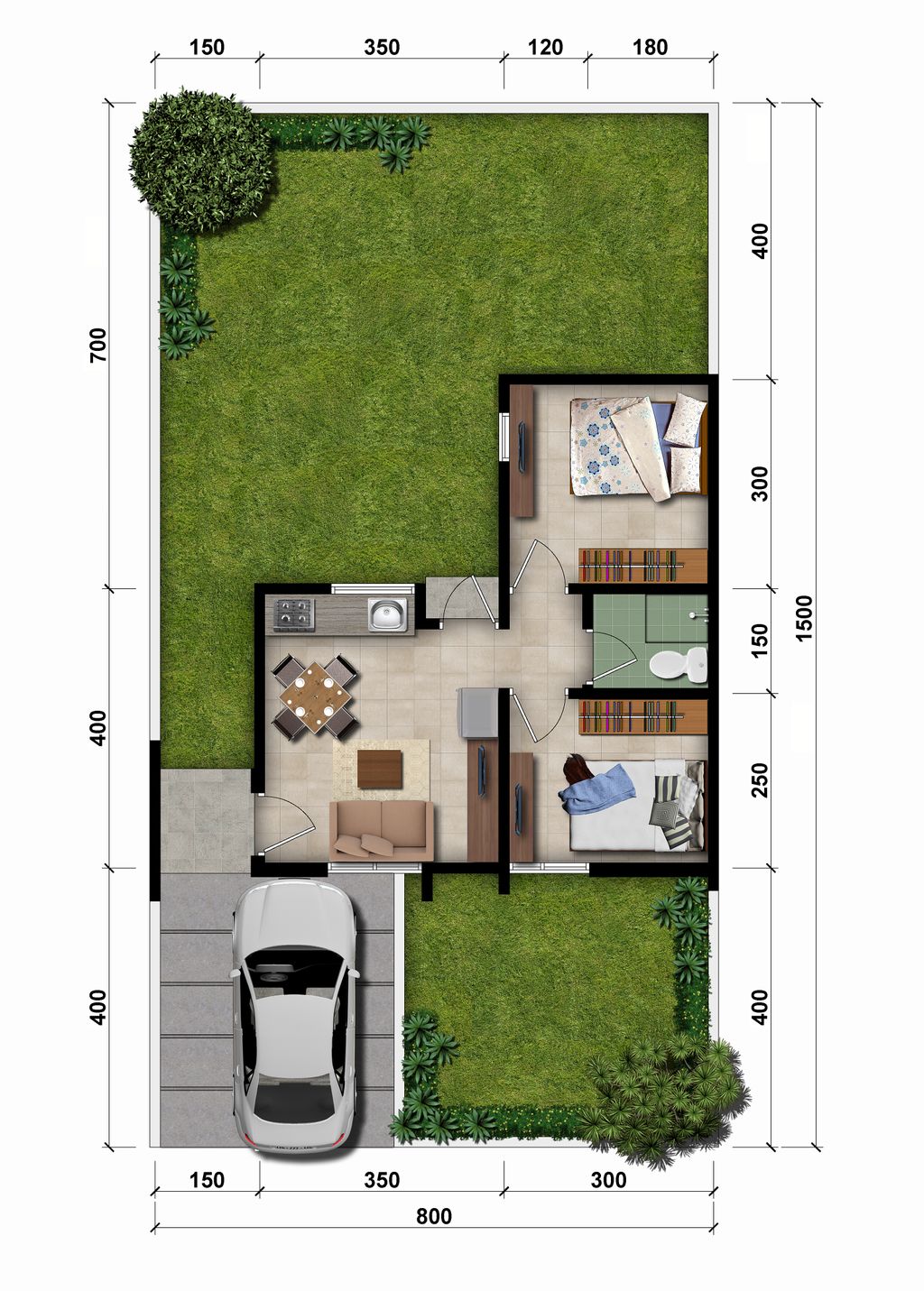 foto denah rumah tipe The Malie L8 36/120 perumahan MODERNLAND CILEJIT-PASAI TIMUR