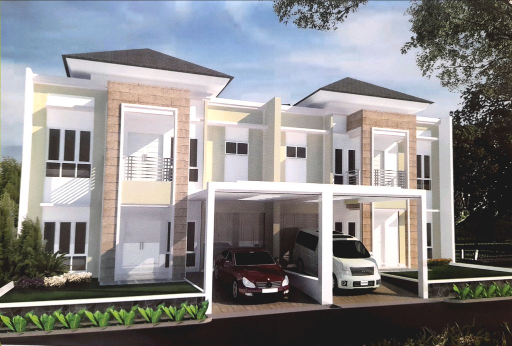 foto tampak rumah tipe Lourencia perumahan Raffles Residence