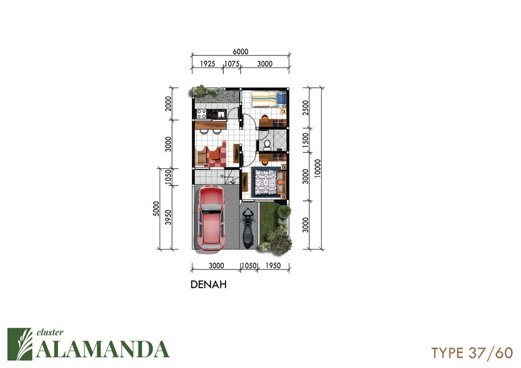 foto denah rumah tipe 37 perumahan ARCO GREEN PARK