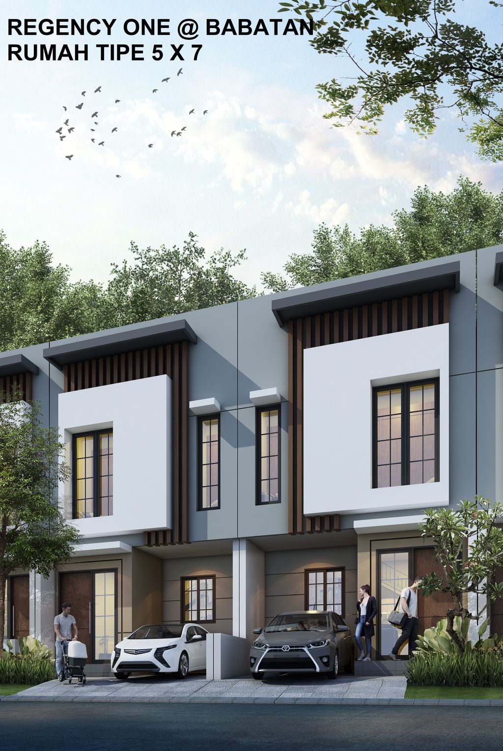 foto tampak rumah tipe 5x7 perumahan Regency One Babatan