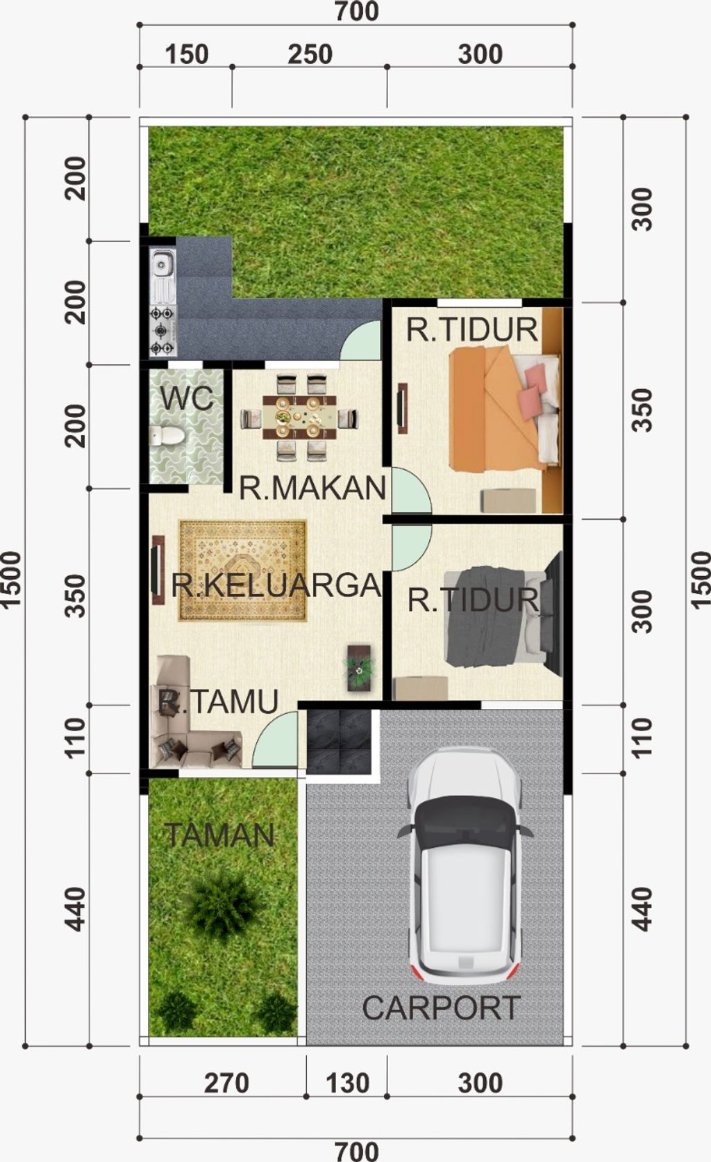 foto denah rumah tipe 54 (2023) perumahan GRAHA KENCANA BATUJAJAR