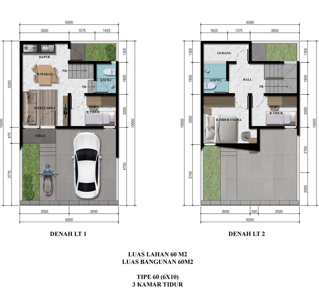 foto denah rumah tipe 60 perumahan ARCO GREEN PARK
